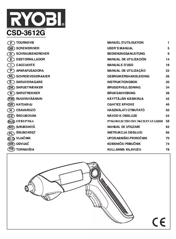 Mode d'emploi RYOBI CSD-3612G