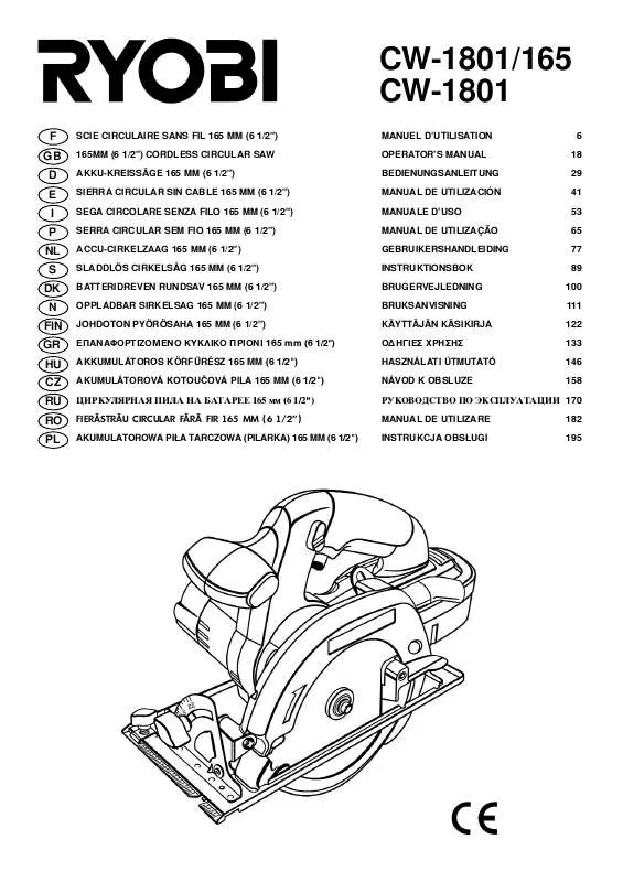 Mode d'emploi RYOBI CW-1801