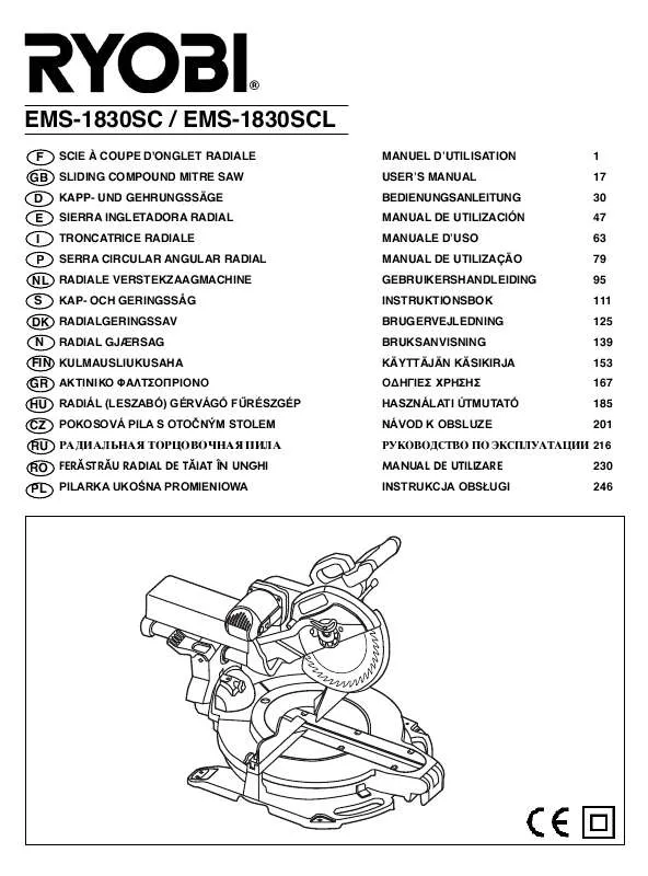 Mode d'emploi RYOBI EMS-1830SCL