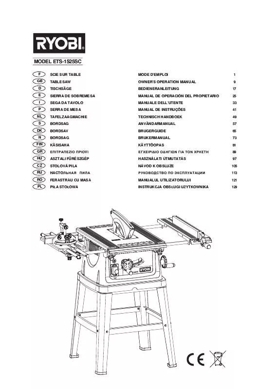 Mode d'emploi RYOBI ETS-1525SC