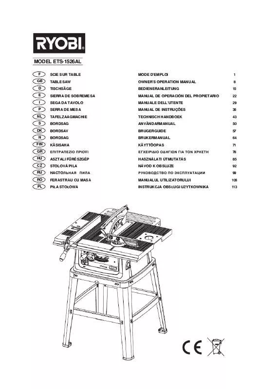 Mode d'emploi RYOBI ETS-1526AL