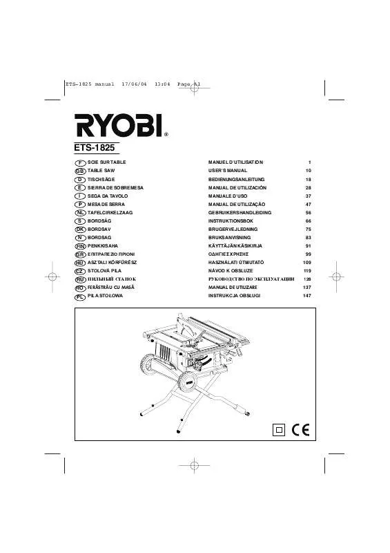 Mode d'emploi RYOBI ETS-1825