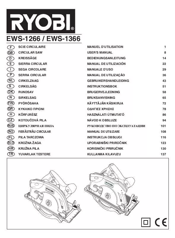 Mode d'emploi RYOBI EWS1266