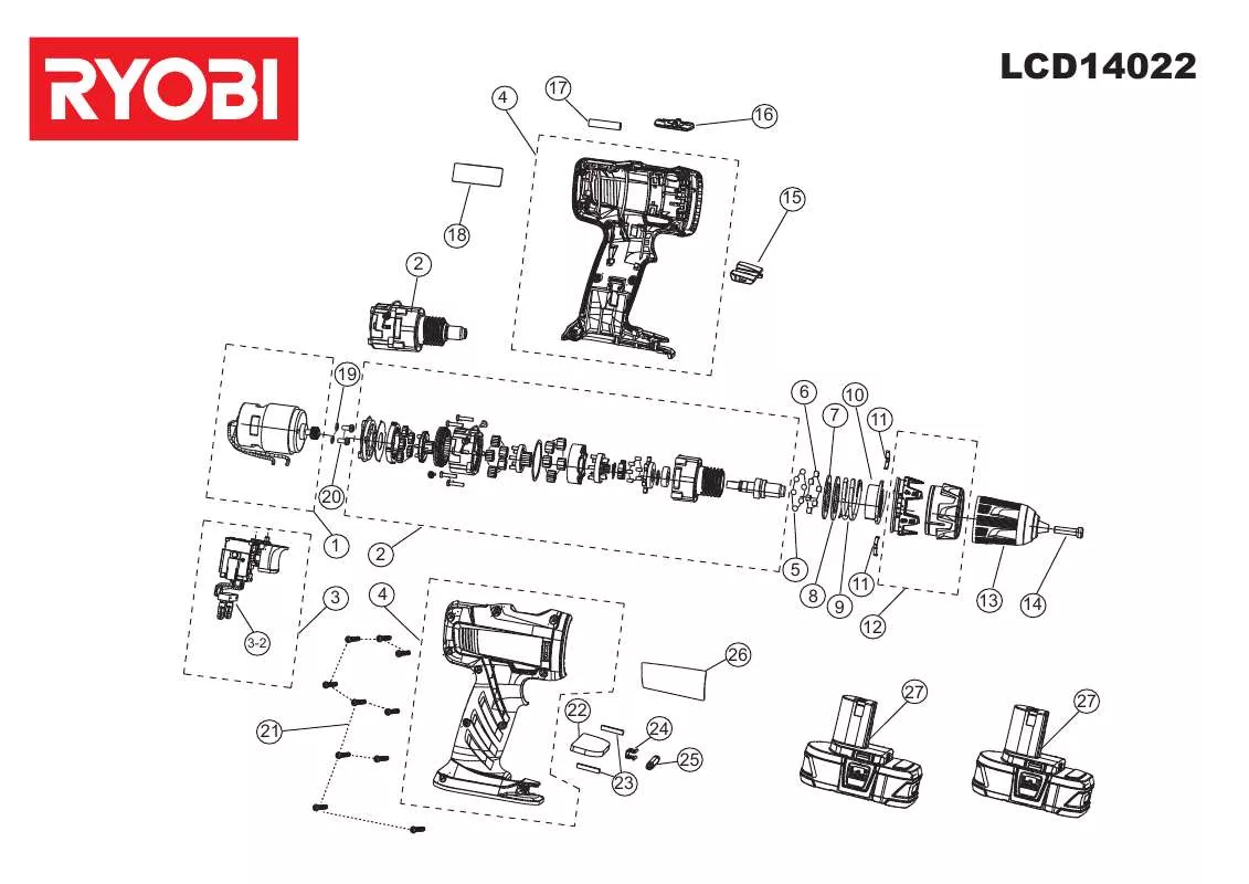 Mode d'emploi RYOBI LCD14022