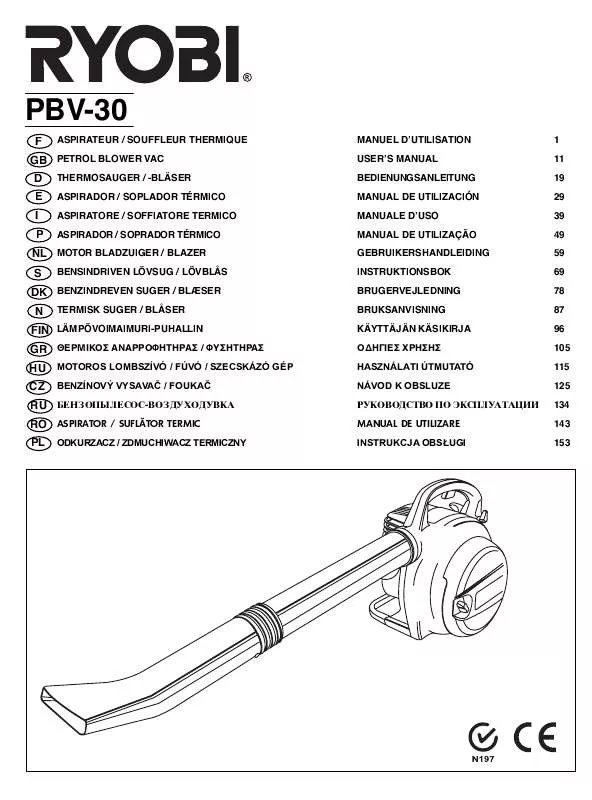 Mode d'emploi RYOBI PBV-30