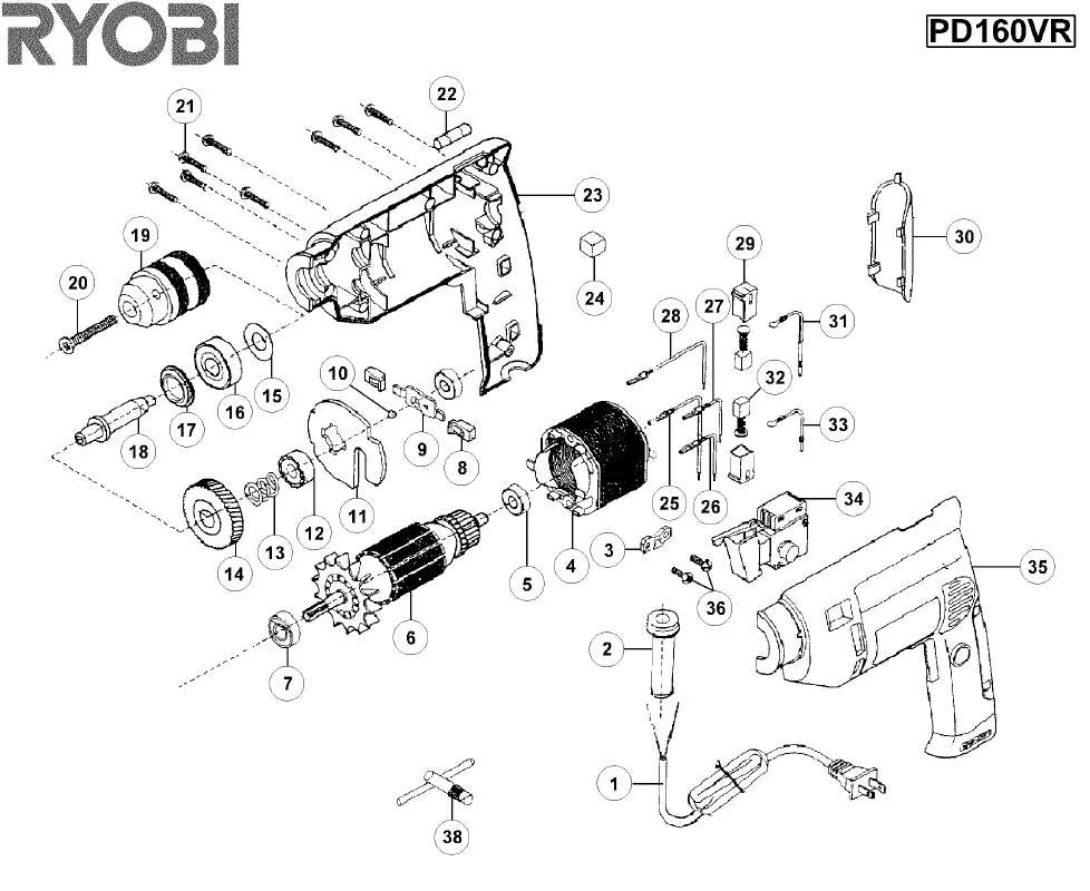 Mode d'emploi RYOBI PD160VR