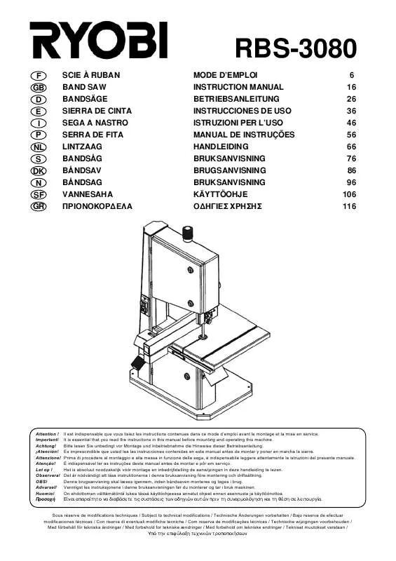 Mode d'emploi RYOBI RBS-3080