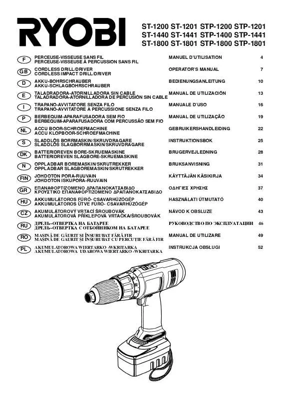 Mode d'emploi RYOBI ST-1200