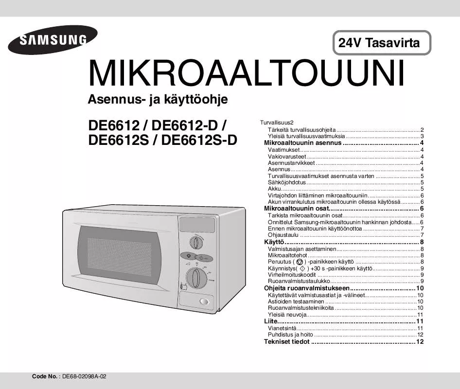 Mode d'emploi SAMSUNG DE6612S