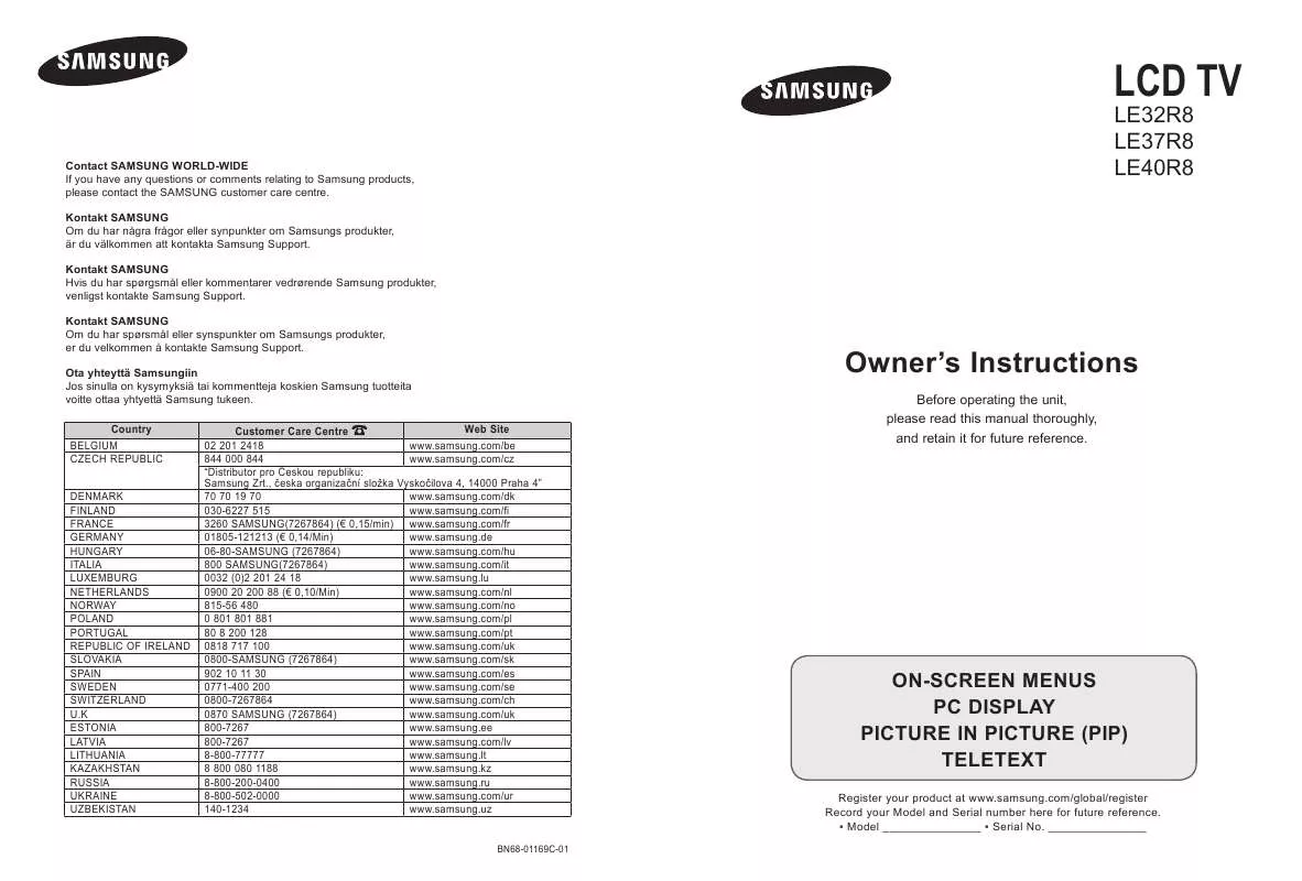 Mode d'emploi SAMSUNG LE 37R86BD