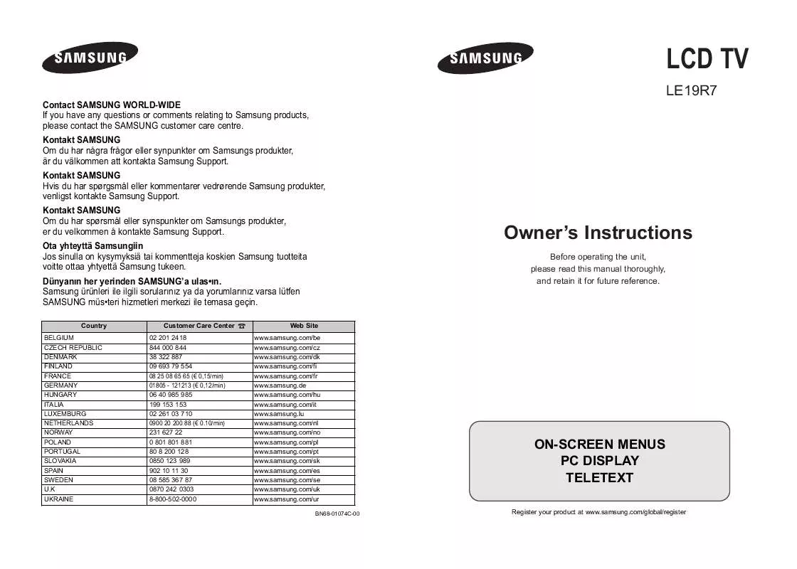 Mode d'emploi SAMSUNG LE19R71B