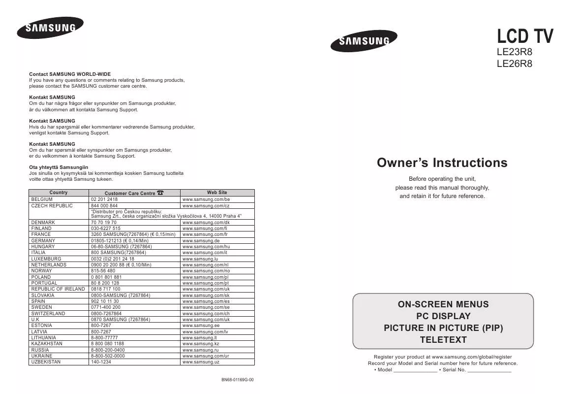 Mode d'emploi SAMSUNG LE23R86W