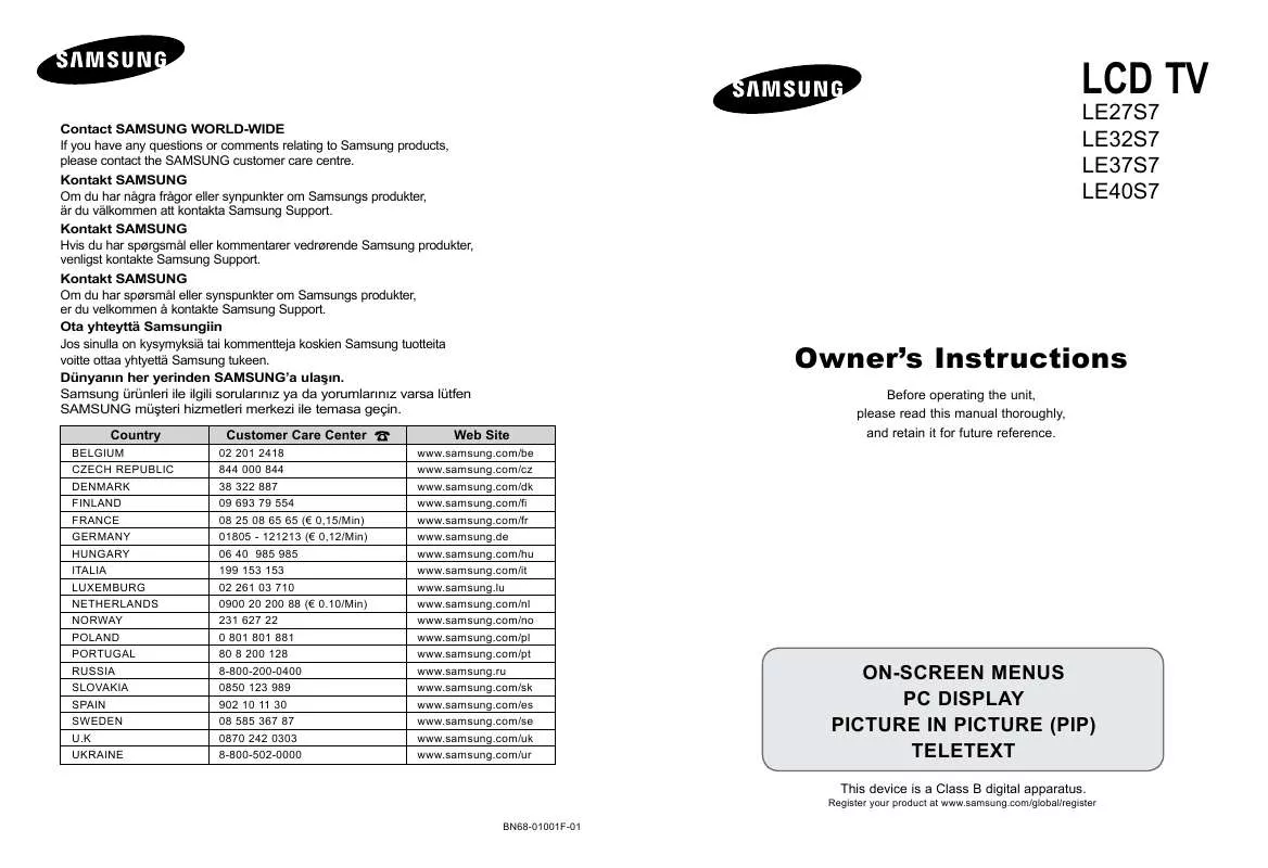 Mode d'emploi SAMSUNG LE27S71B