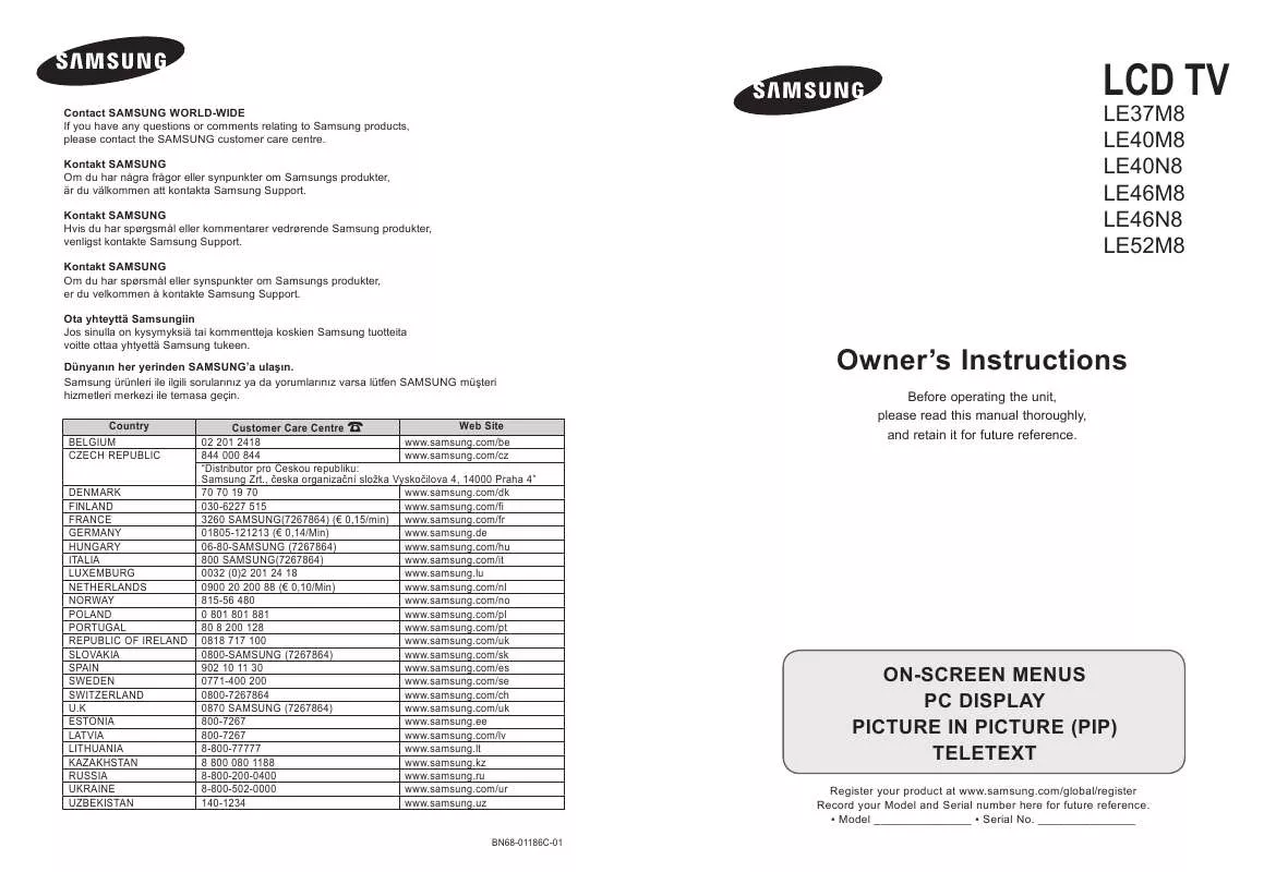 Mode d'emploi SAMSUNG LE37M87