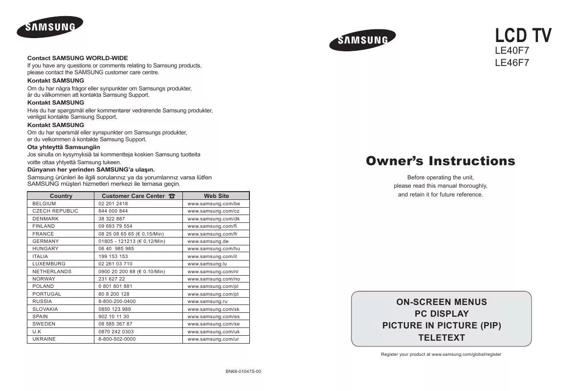 Mode d'emploi SAMSUNG LE40F71B