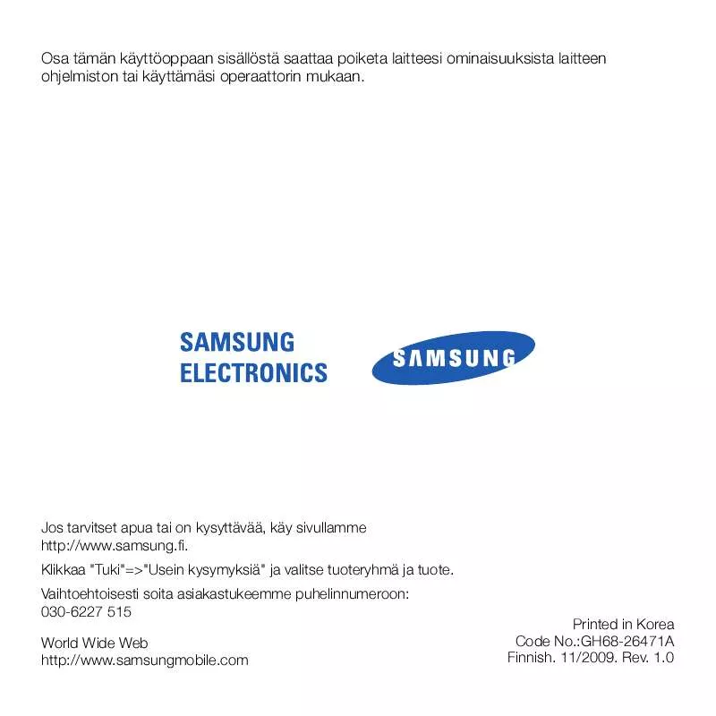 Mode d'emploi SAMSUNG OMNIA PRO