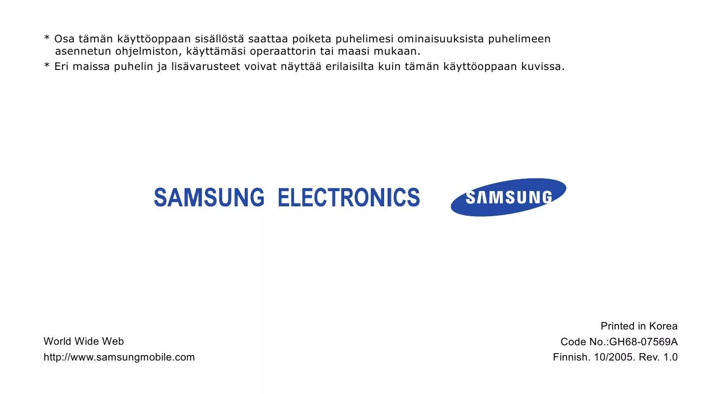 Mode d'emploi SAMSUNG SGH-D600