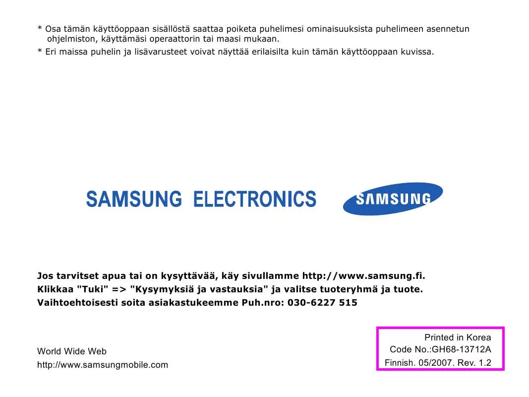 Mode d'emploi SAMSUNG SGH-F300