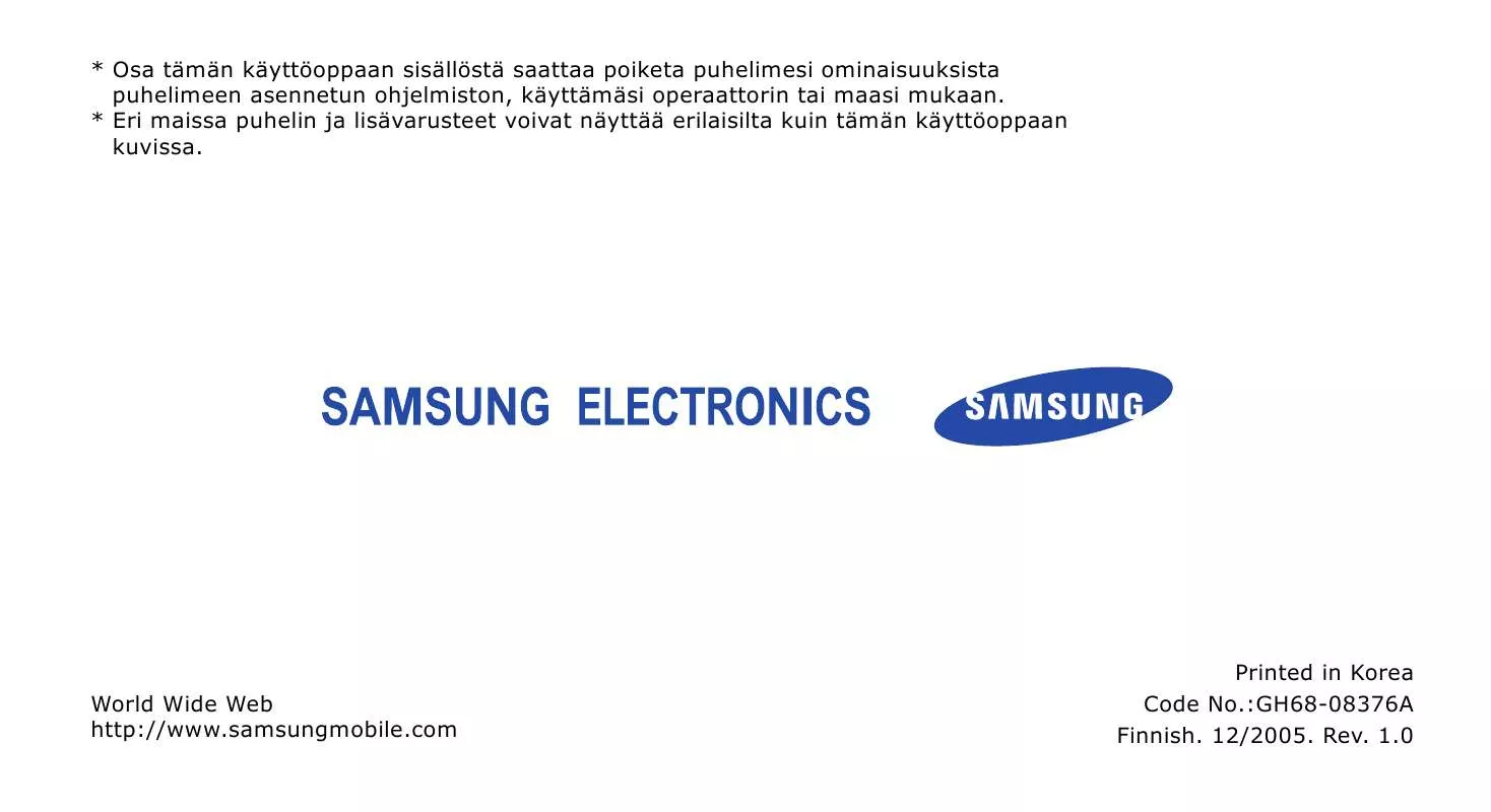 Mode d'emploi SAMSUNG SGH-X200