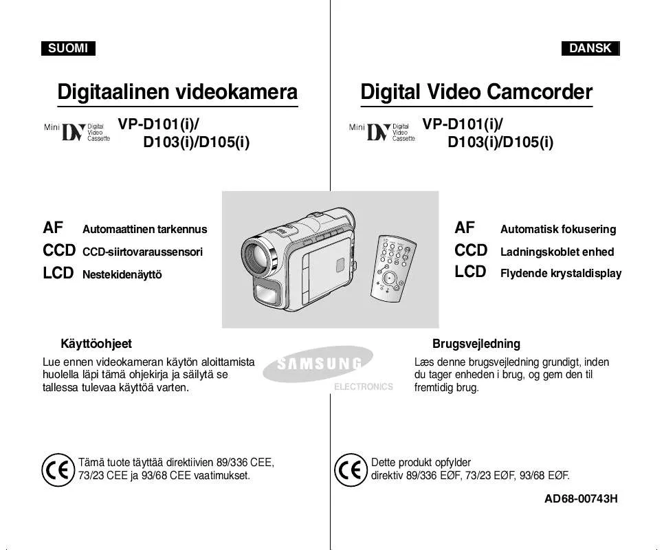 Mode d'emploi SAMSUNG VP-D105I