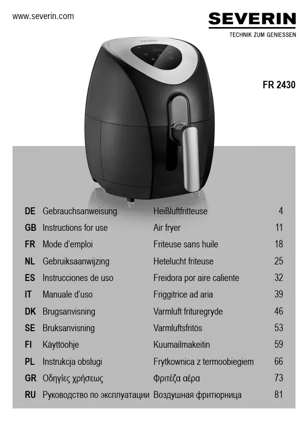 Mode d'emploi SEVERIN FR 2430