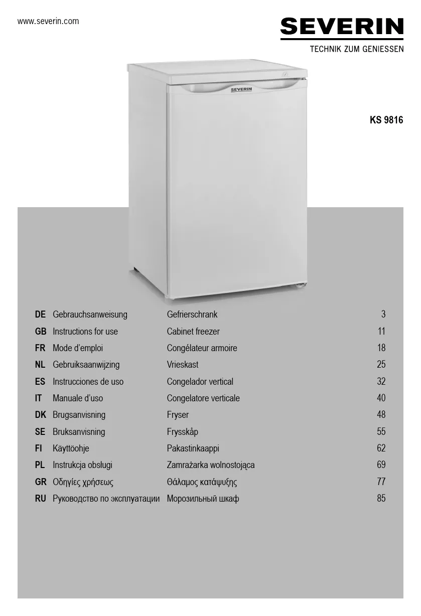 Mode d'emploi SEVERIN KS 9816