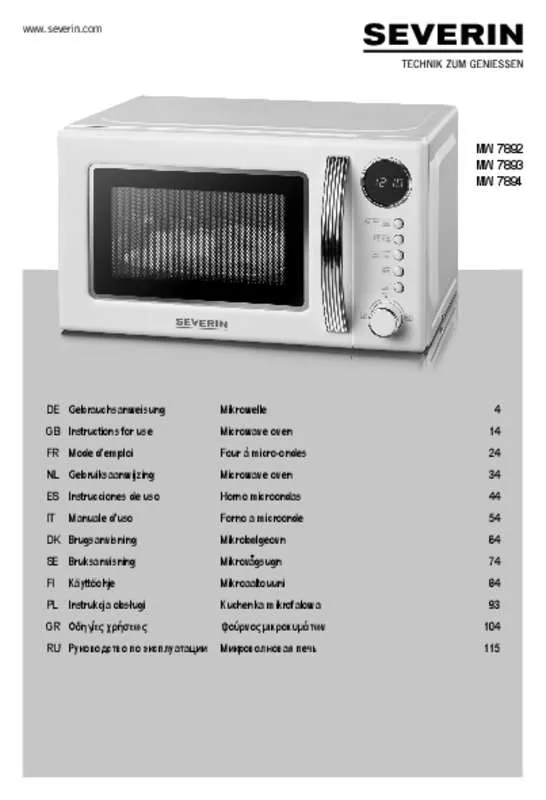 Mode d'emploi SEVERIN MW 7893