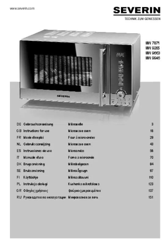 Mode d'emploi SEVERIN MW 9663