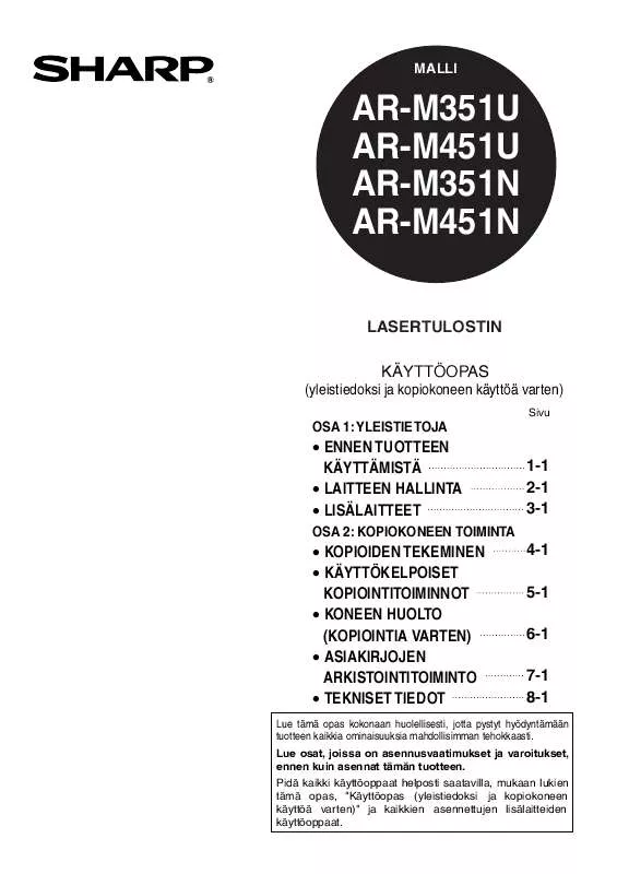 Mode d'emploi SHARP AR-M351U