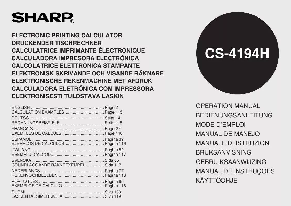 Mode d'emploi SHARP CS-4194