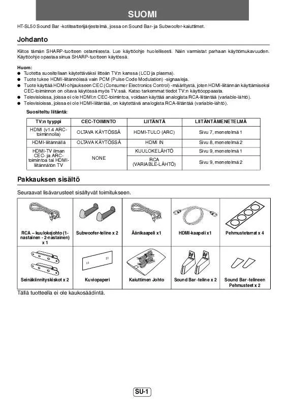 Mode d'emploi SHARP HT-SL50