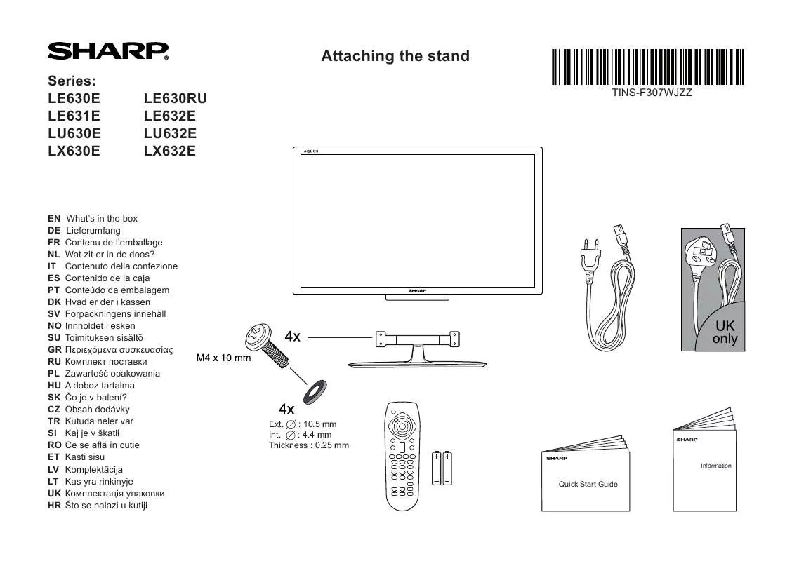 Mode d'emploi SHARP LE630RU