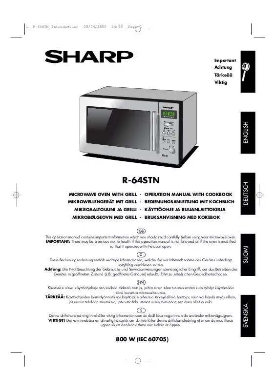 Mode d'emploi SHARP R-64STN