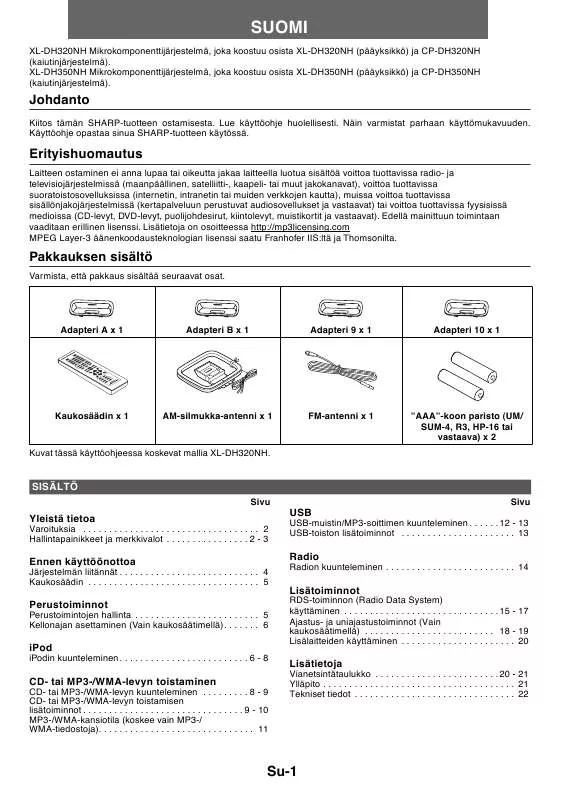 Mode d'emploi SHARP XL-DH350NH