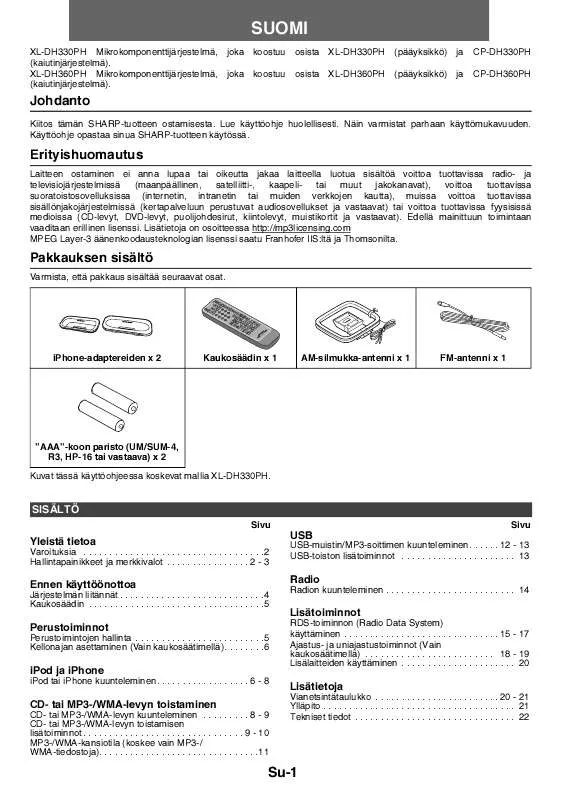 Mode d'emploi SHARP XL-DH360PH