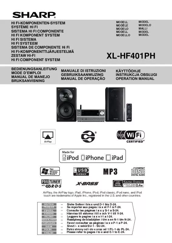 Mode d'emploi SHARP XL-HF401PH