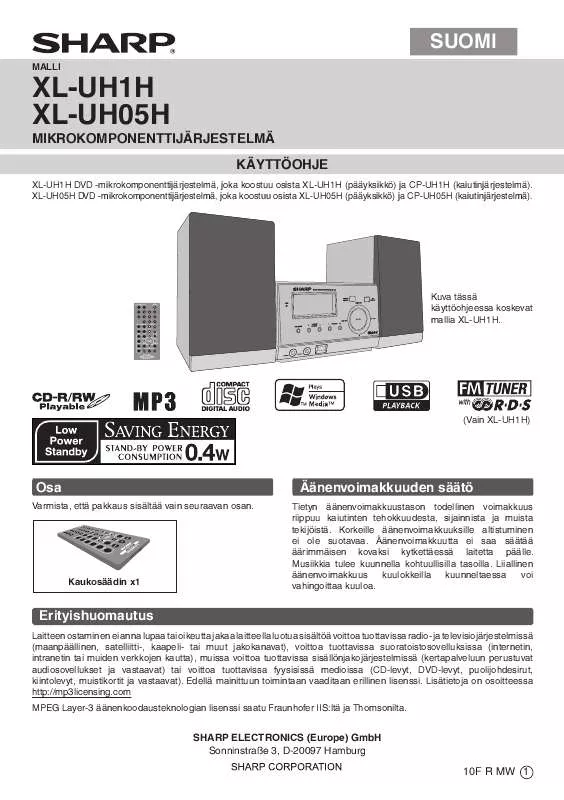 Mode d'emploi SHARP XL-UH1H