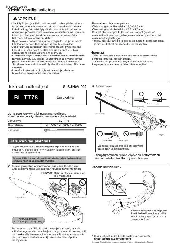 Mode d'emploi SHIMANO BL-TT78