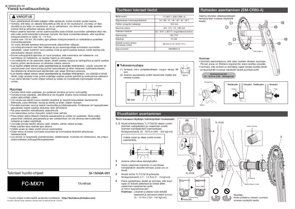 Mode d'emploi SHIMANO FC-MX71