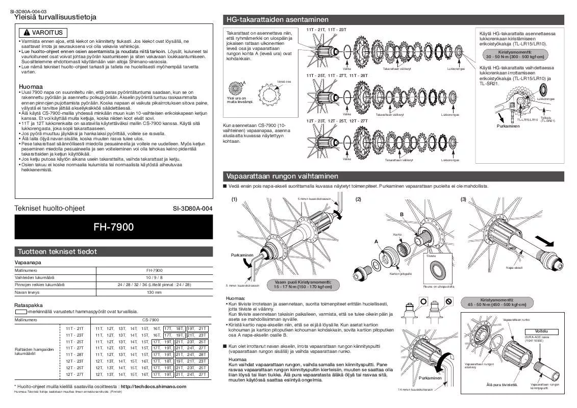 Mode d'emploi SHIMANO FH-7900