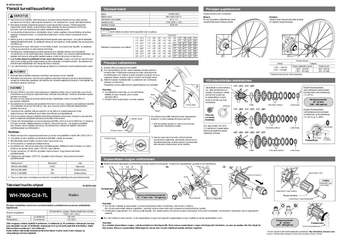 Mode d'emploi SHIMANO WH-7900-C24-TL