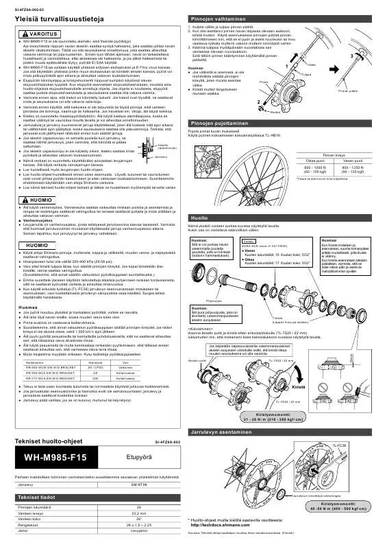 Mode d'emploi SHIMANO WH-M985-F15