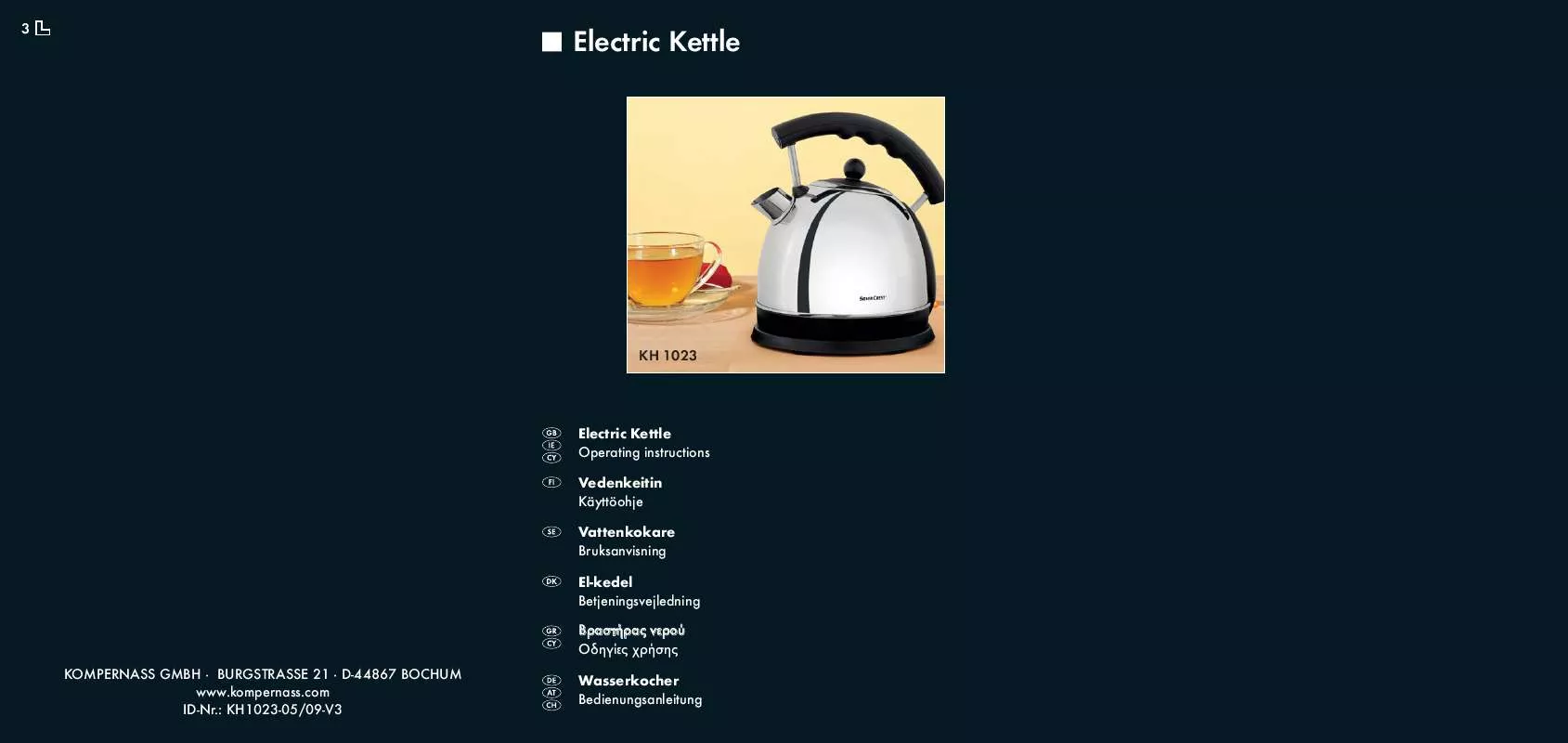 Mode d'emploi SILVERCREST KH 1023 ELECTRIC KETTLE