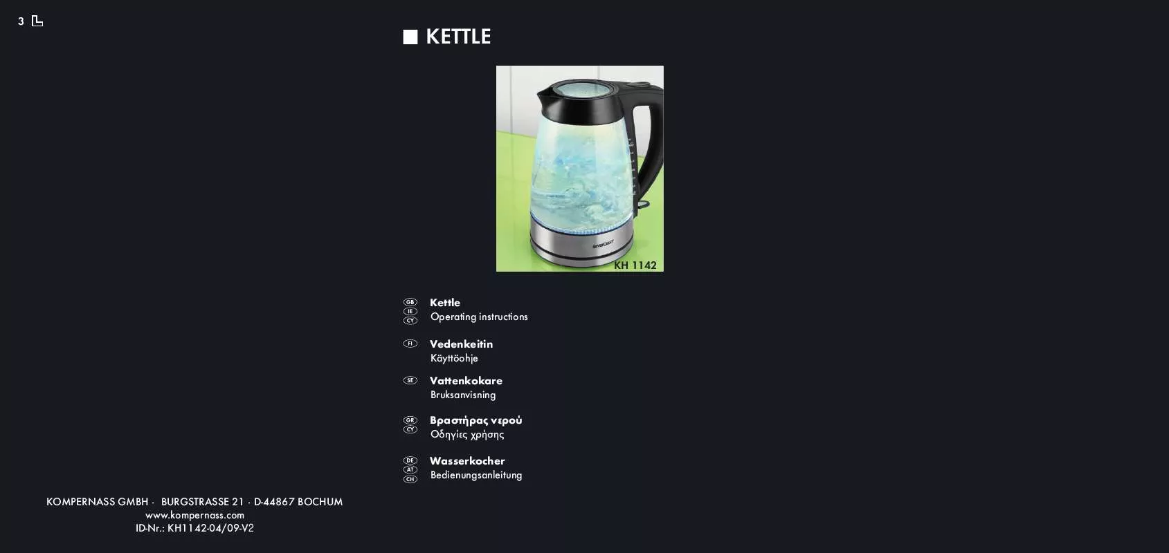 Mode d'emploi SILVERCREST KH 1142 KETTLE