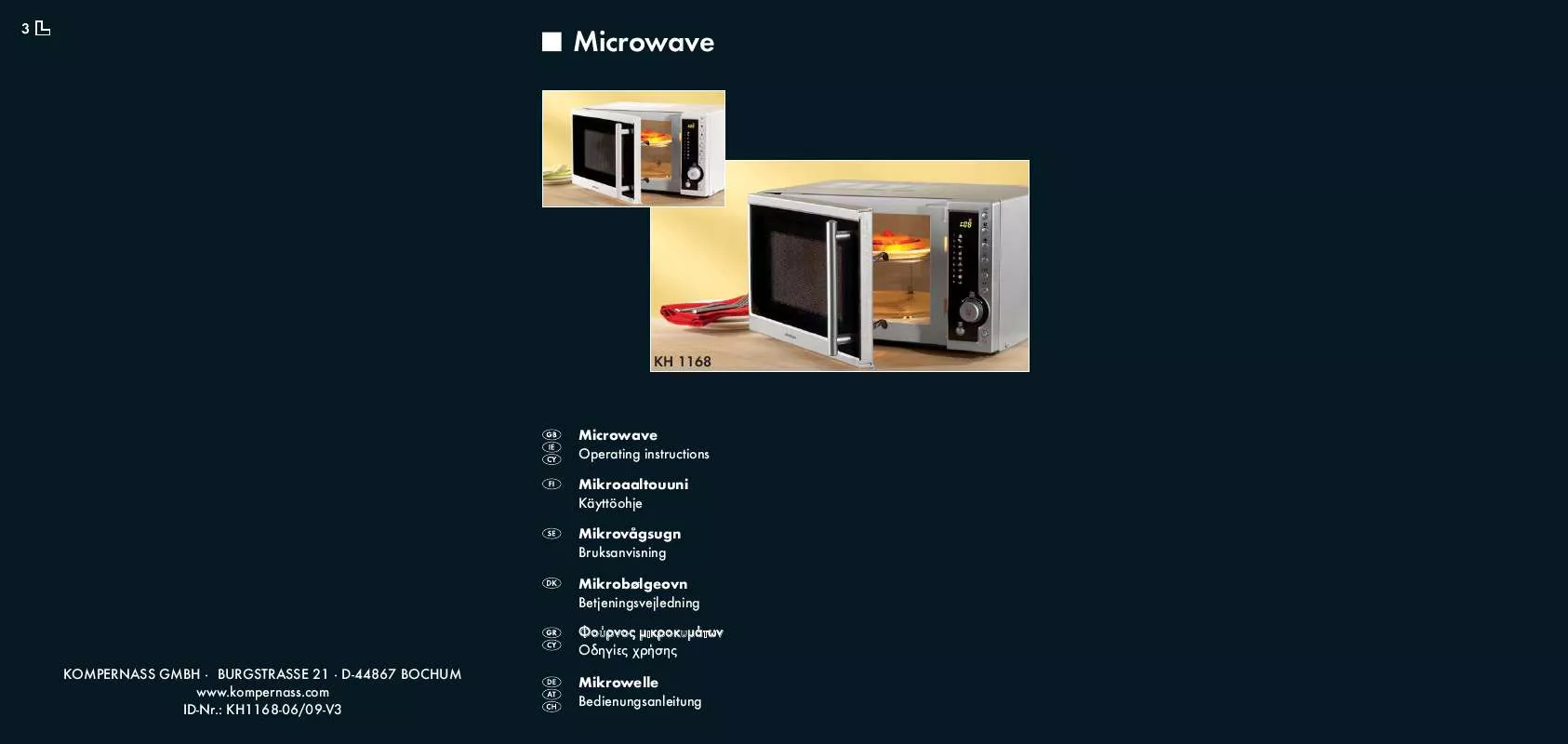 Mode d'emploi SILVERCREST KH 1168 MICROWAVE