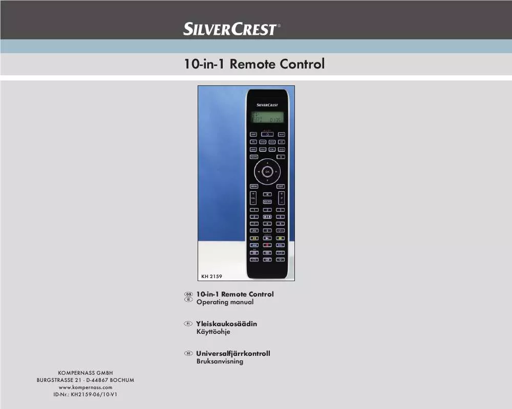 Mode d'emploi SILVERCREST KH 2159 10-IN-1 REMOTE CONTROL