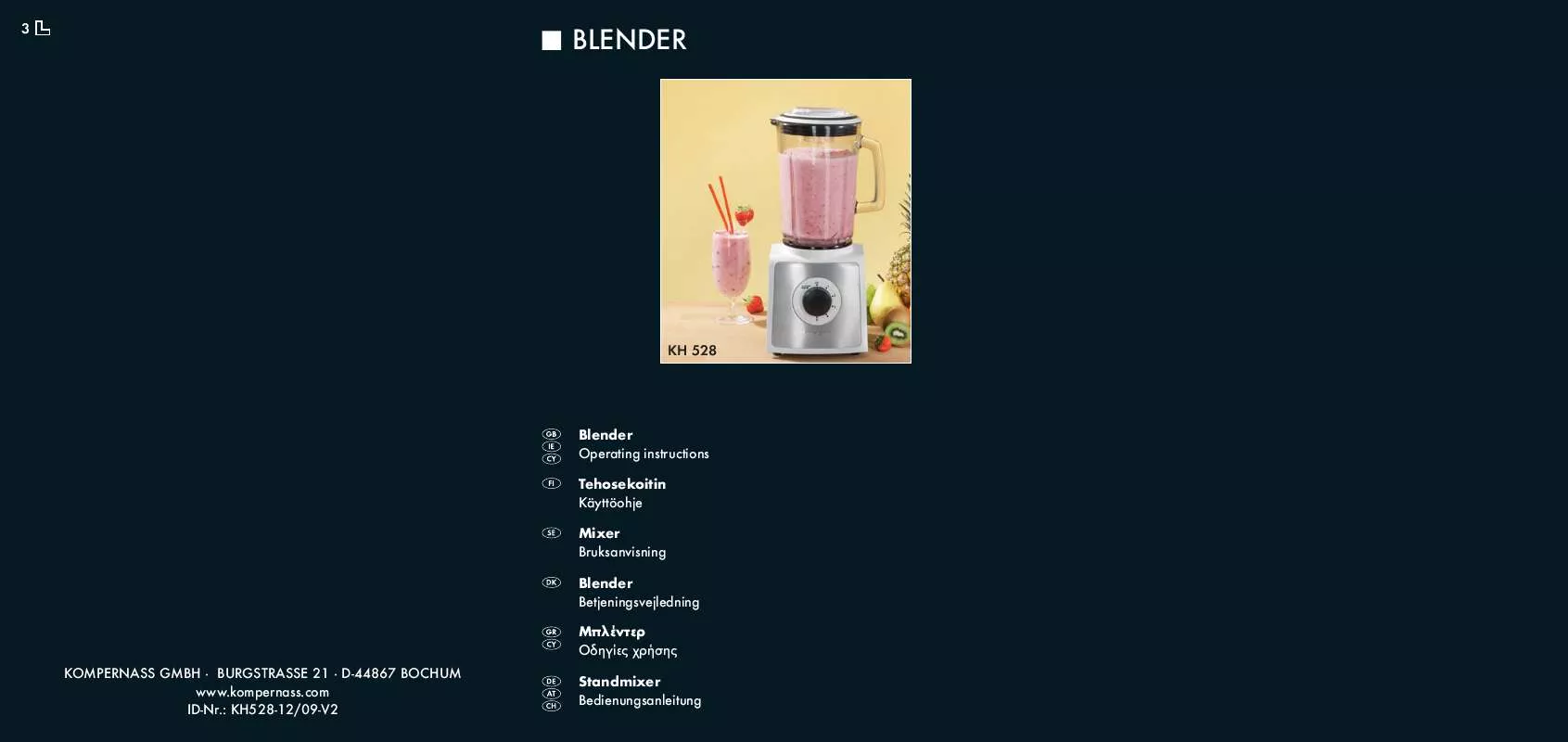 Mode d'emploi SILVERCREST KH 528 BLENDER