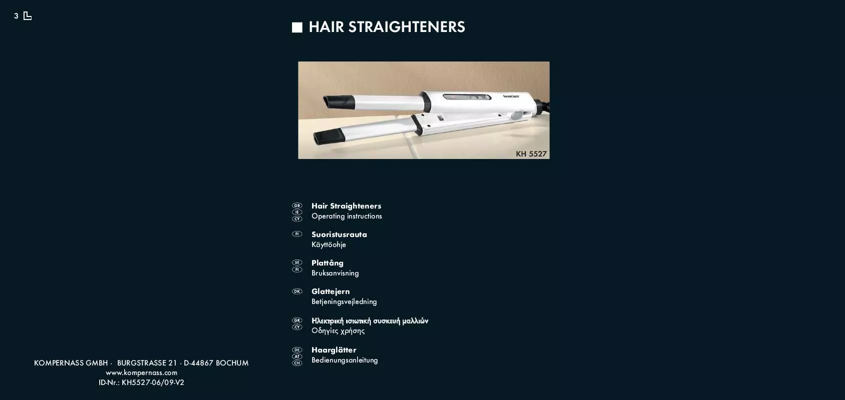 Mode d'emploi SILVERCREST KH 5527 HAIR STRAIGHTENERS