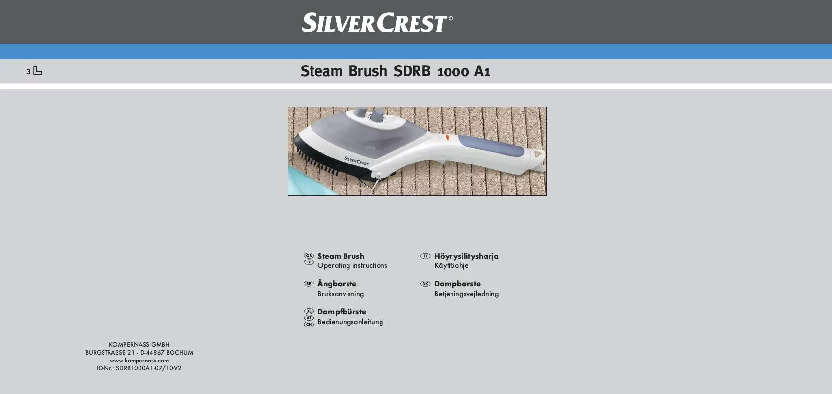 Mode d'emploi SILVERCREST SDRB 1000 A1 STEAM BRUSH