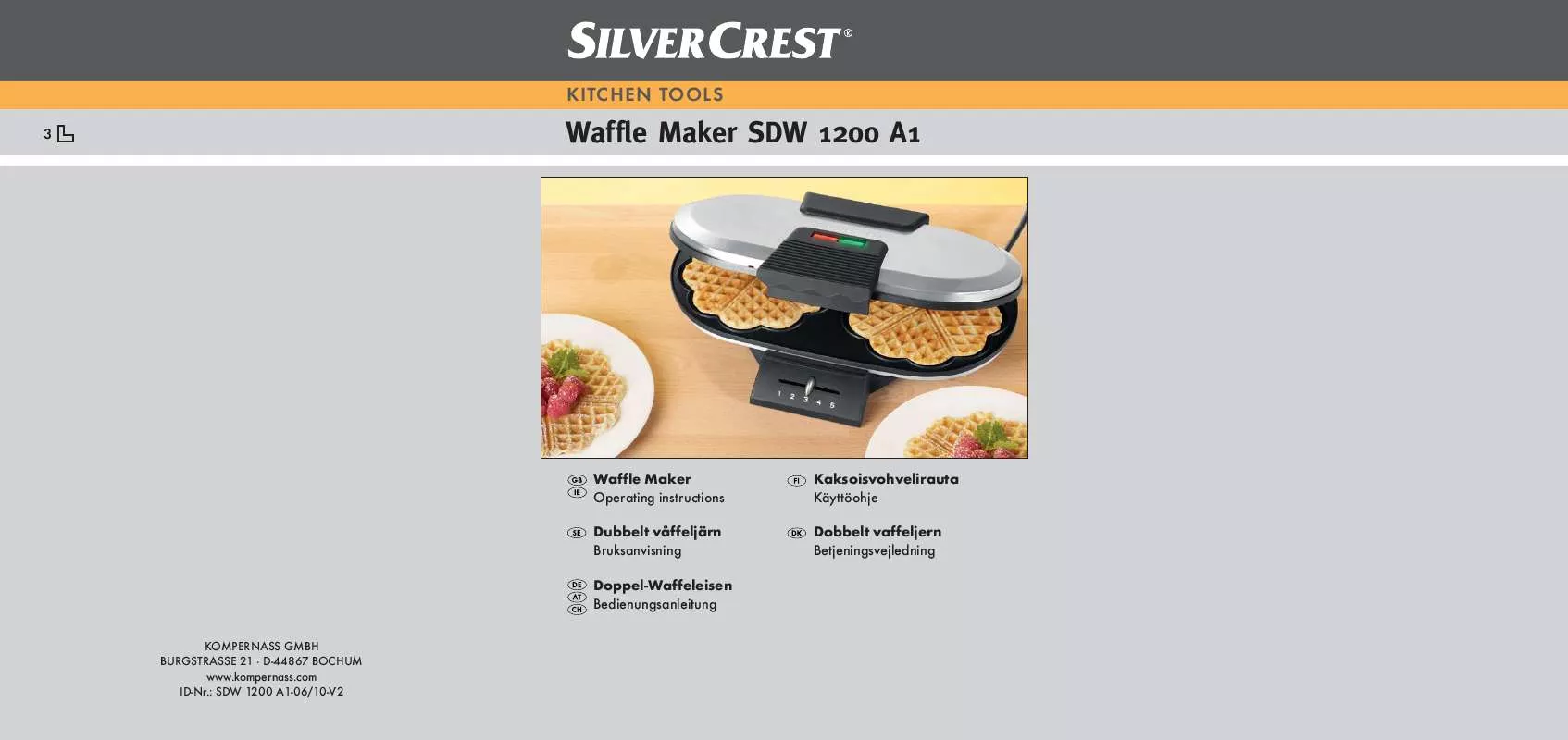 Mode d'emploi SILVERCREST SDW 1200 A1 WAFFLE MAKER